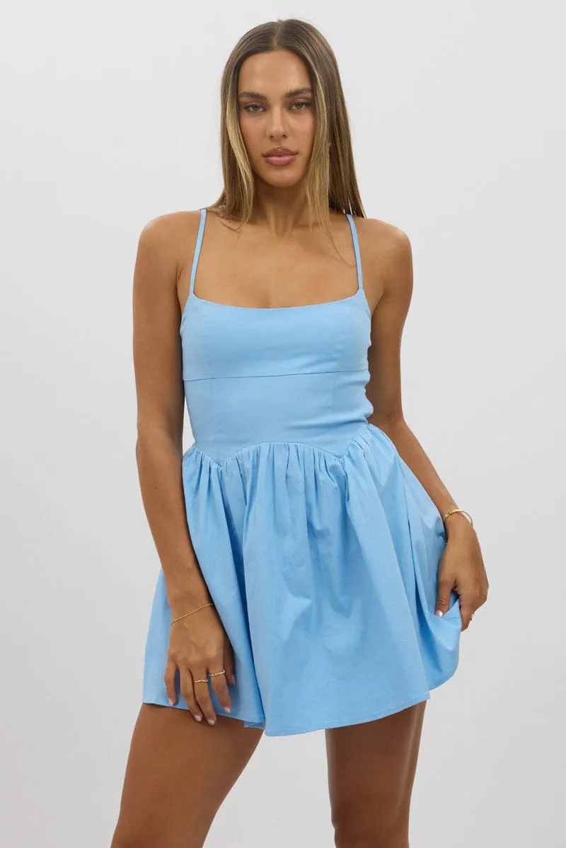 Blue Fit And Flare Dress Mini sold by Ally Fashion