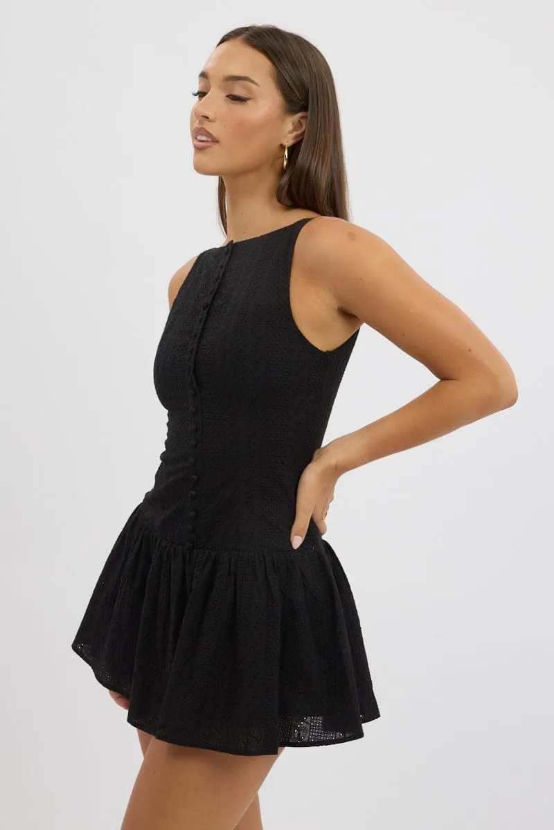 Black Midi Dress Drop Waist Lace Fabric sold by Ally Fashion product image thumbnail 4