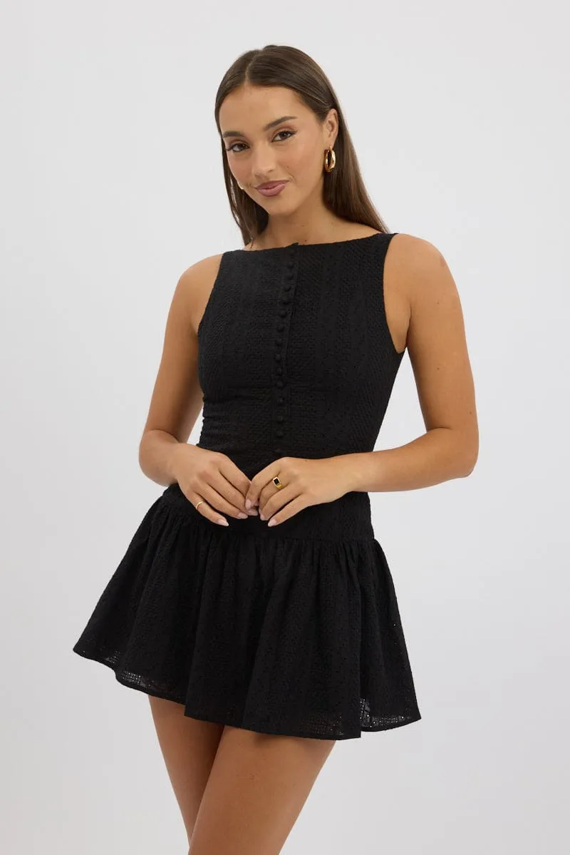 Black Midi Dress Drop Waist Lace Fabric sold by Ally Fashion product image thumbnail 2