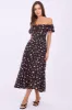 Black Ditsy Midi Dress Puff Sleeve sold by Ally Fashion