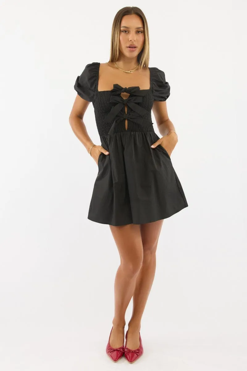 Black Mini Dress Ribbon Detail sold by Ally Fashion product image thumbnail 2