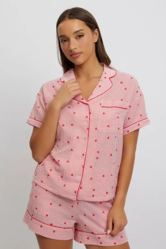 Red Stripe Pyjamas Set Short Sleeve sold by Ally Fashion