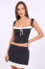 Black Satin Ruched Top Sleeveless Contrast Detail sold by Ally Fashion