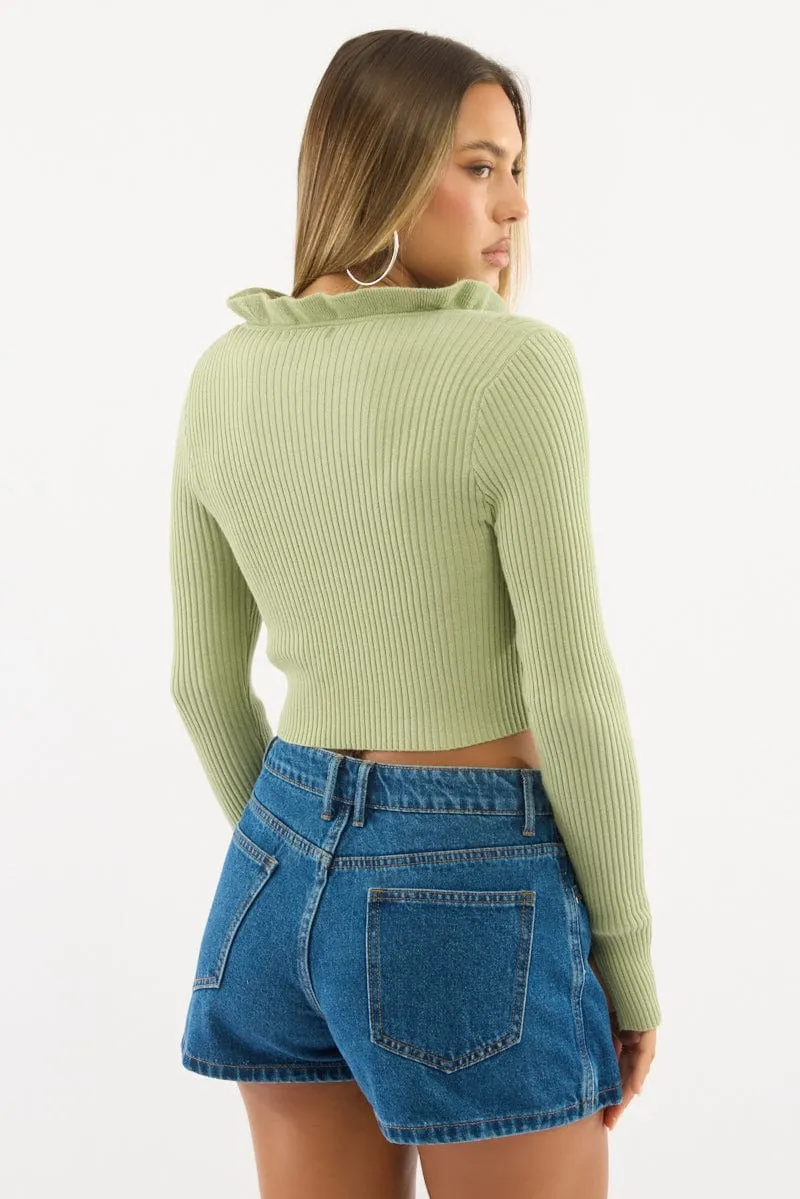 Green Ruffle Cardigan Long Sleeve sold by Ally Fashion product image thumbnail 4