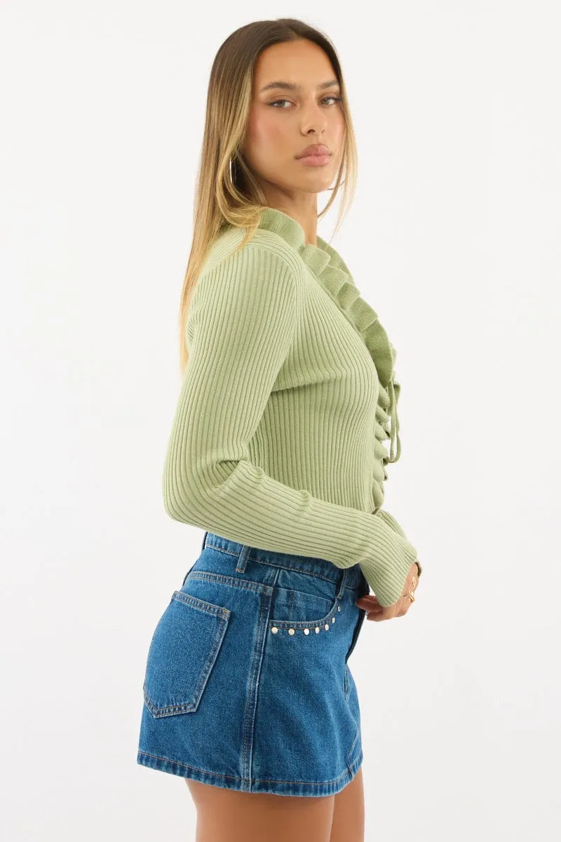 Green Ruffle Cardigan Long Sleeve sold by Ally Fashion product image thumbnail 3