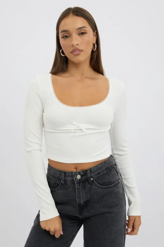 White Top Short Sleeve Scoop Neck Long Sleeve sold by Ally Fashion