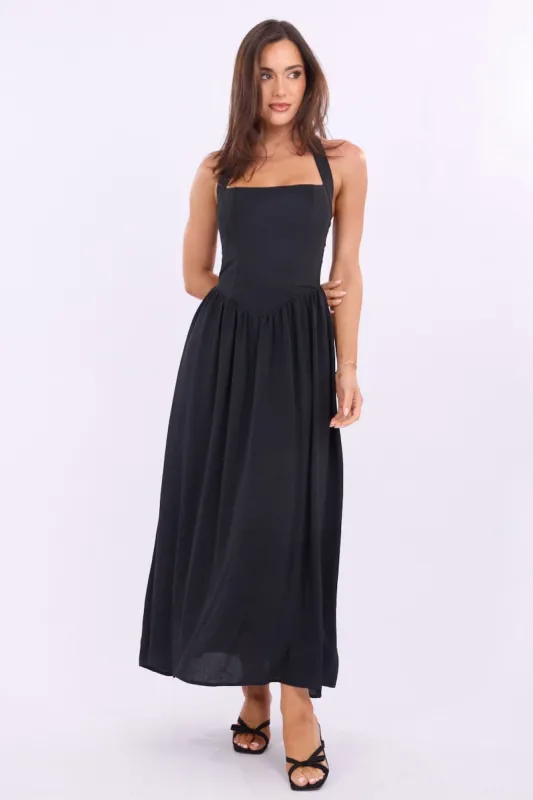 Black Maxi Dress Halter Neck sold by Ally Fashion