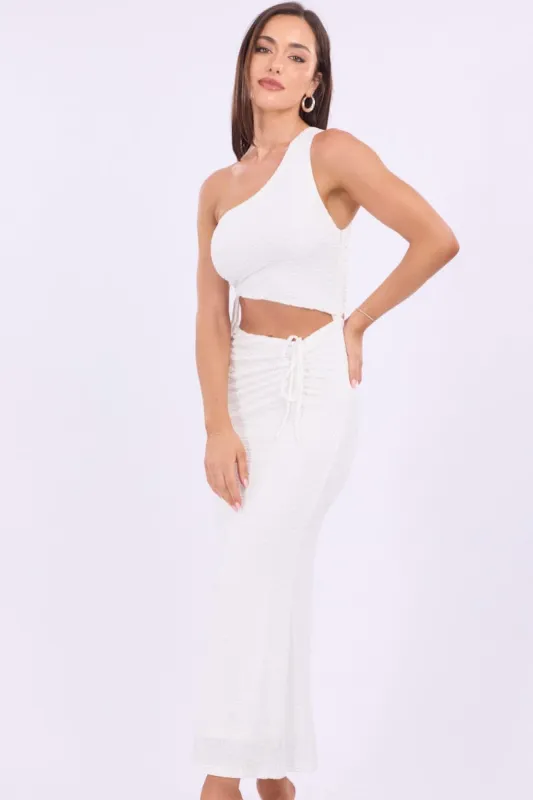 White Bodycon Dress One Shoulder Maxi sold by Ally Fashion