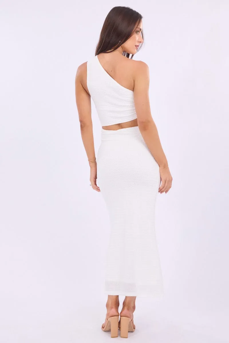 White Bodycon Dress One Shoulder Maxi sold by Ally Fashion product image thumbnail 5