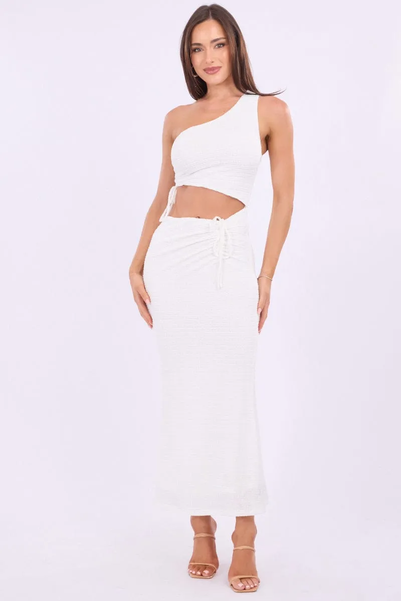 White Bodycon Dress One Shoulder Maxi sold by Ally Fashion product image thumbnail 2