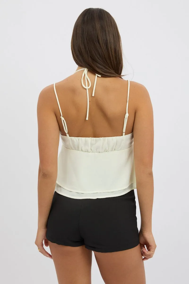 White Tie Front Cami Halter Neck Sleeveless sold by Ally Fashion product image thumbnail 5