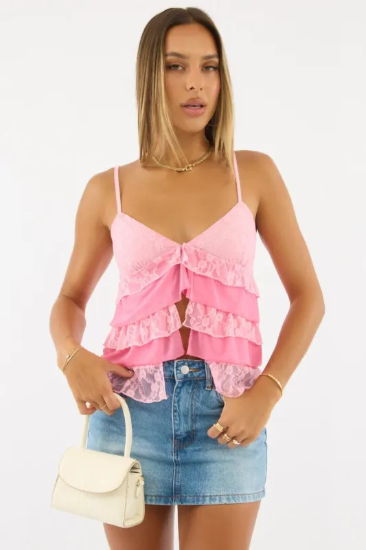 Pink Singlet Top Lace sold by Ally Fashion