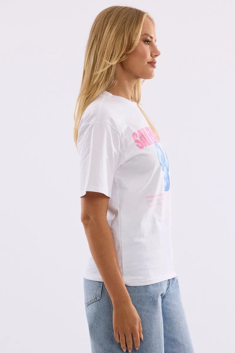 White Graphic Tee Short Sleeve sold by Ally Fashion product image thumbnail 3