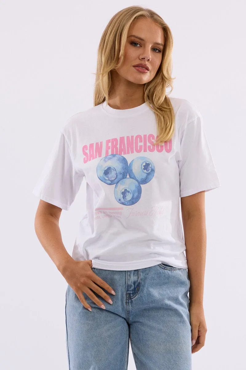 White Graphic Tee Short Sleeve sold by Ally Fashion