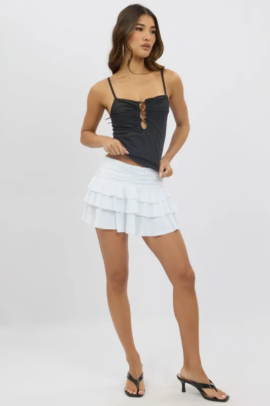 White Bloomers Skirt Elastic Waisted Mini Ruffled sold by Ally Fashion