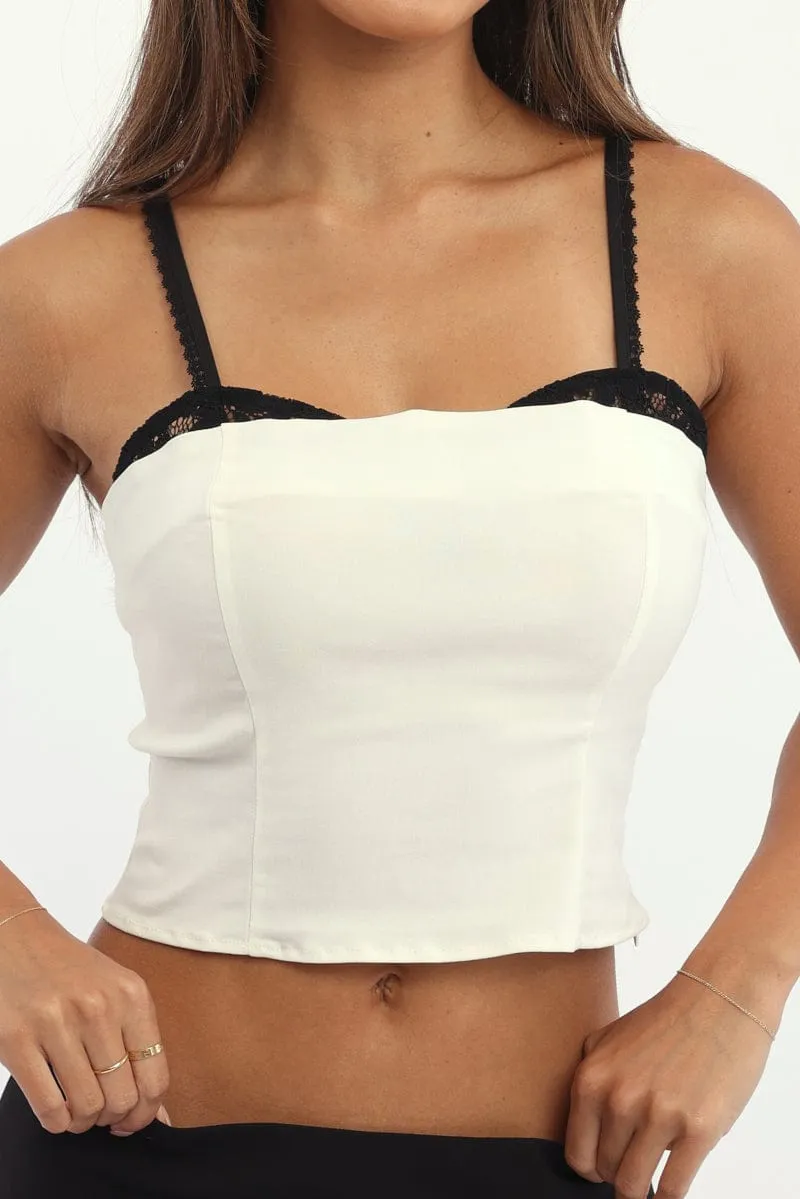 White Cami Bandeau Sleeveless Sweetheart Neckline sold by Ally Fashion product image thumbnail 5