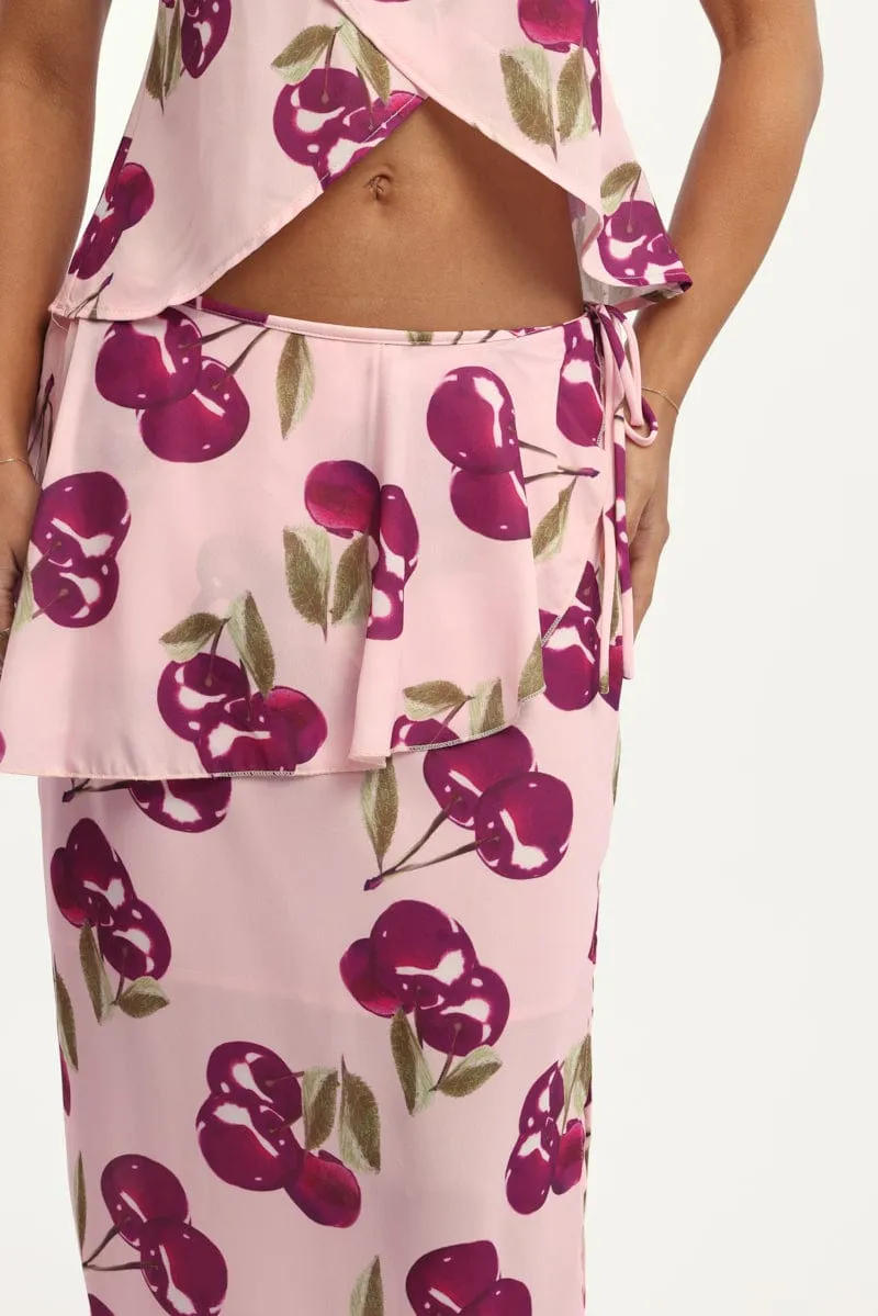 Pink Abstract Chiffon Maxi Skirt Lined sold by Ally Fashion product image thumbnail 5