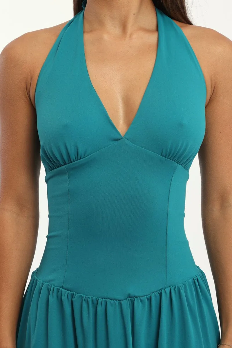 Green Halter Neck Mini Dress sold by Ally Fashion product image thumbnail 5