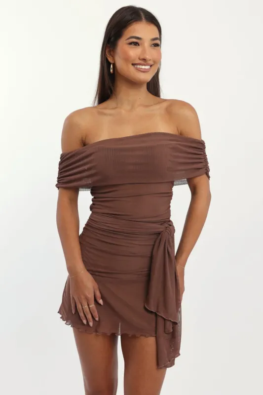Brown Bodycon Dress Off Shoulder Mini sold by Ally Fashion