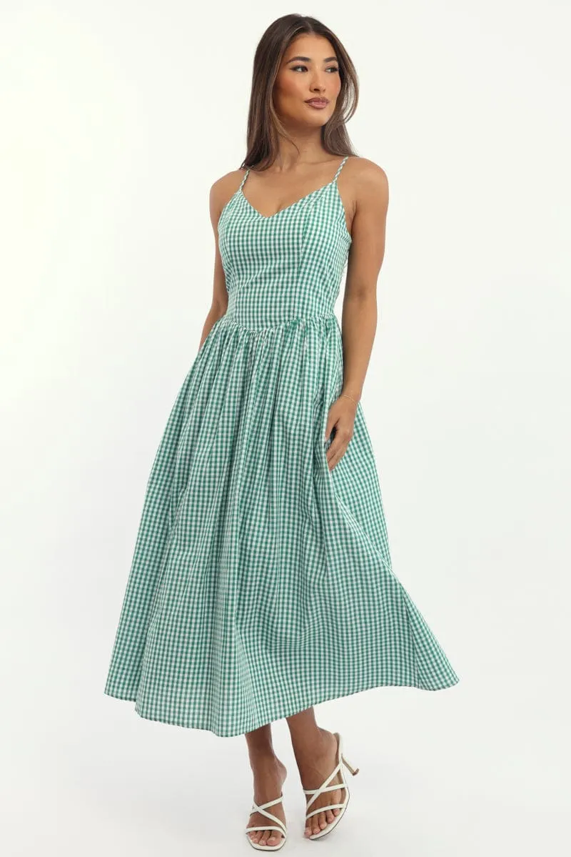 Green Check Maxi Dress Singlet sold by Ally Fashion