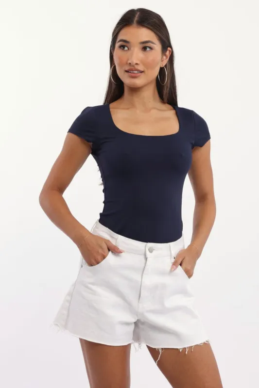 Blue Supersoft Top Cap Sleeve sold by Ally Fashion