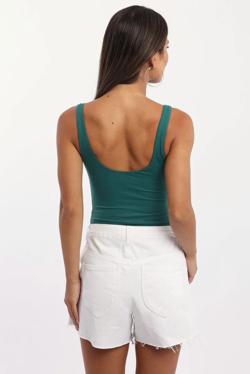 Green Bodysuit Sleeveless Double Layered Supersoft sold by Ally Fashion product image thumbnail 4