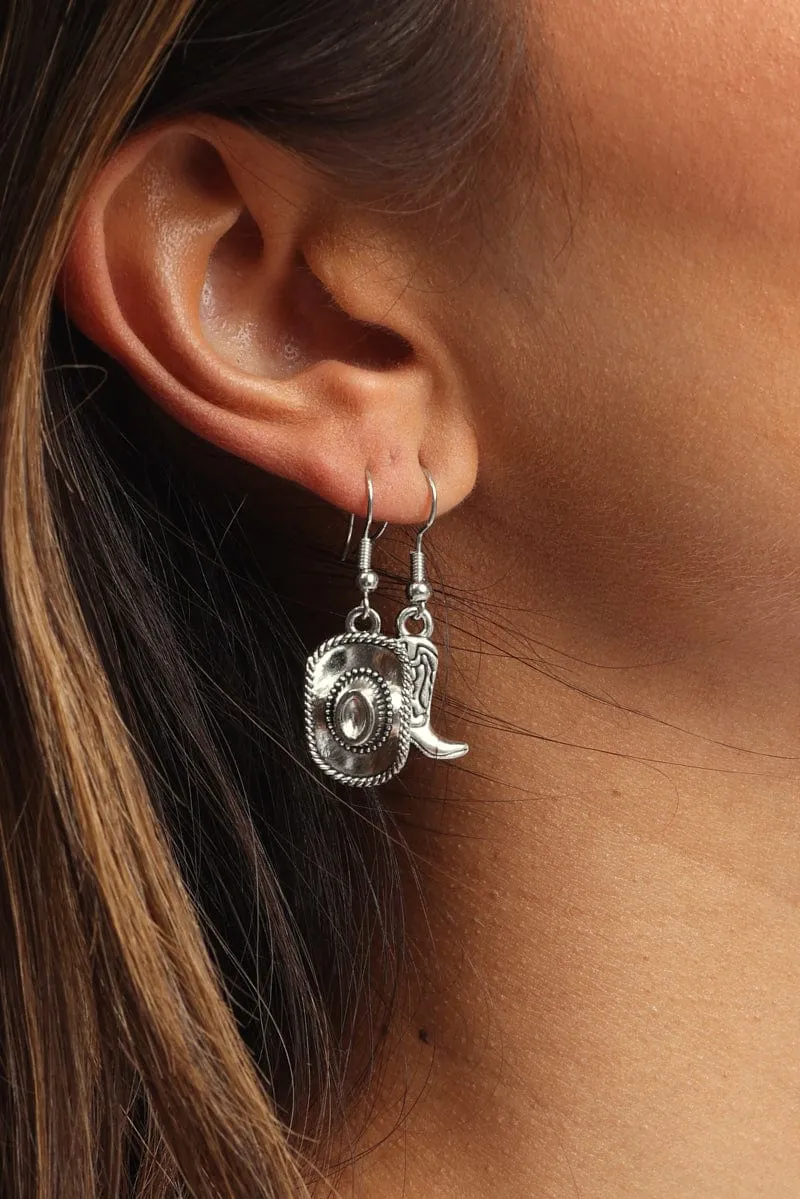 Silver Cowboy Earrings sold by Ally Fashion product image thumbnail 2