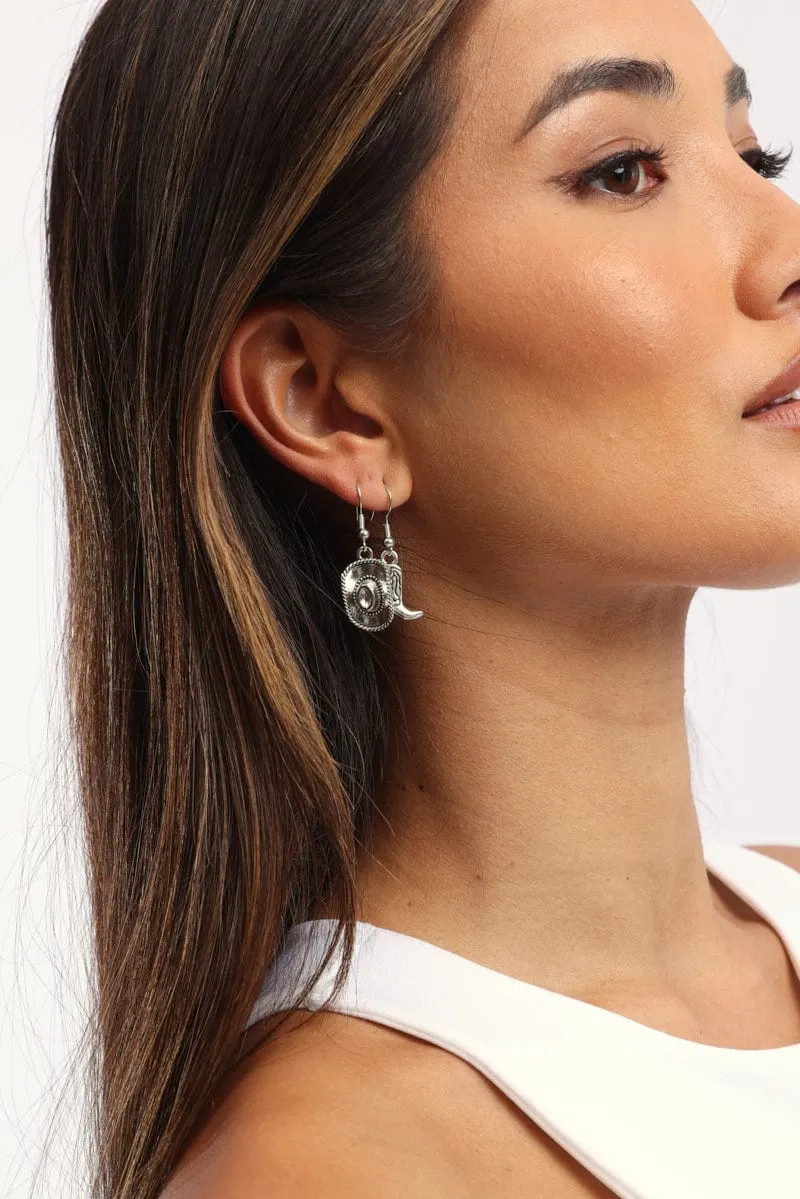 Silver Cowboy Earrings sold by Ally Fashion