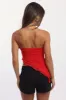 Red Bandeau Top Asymmetrical Ruffle Hem Mesh sold by Ally Fashion
