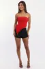 Red Bandeau Top Asymmetrical Ruffle Hem Mesh sold by Ally Fashion