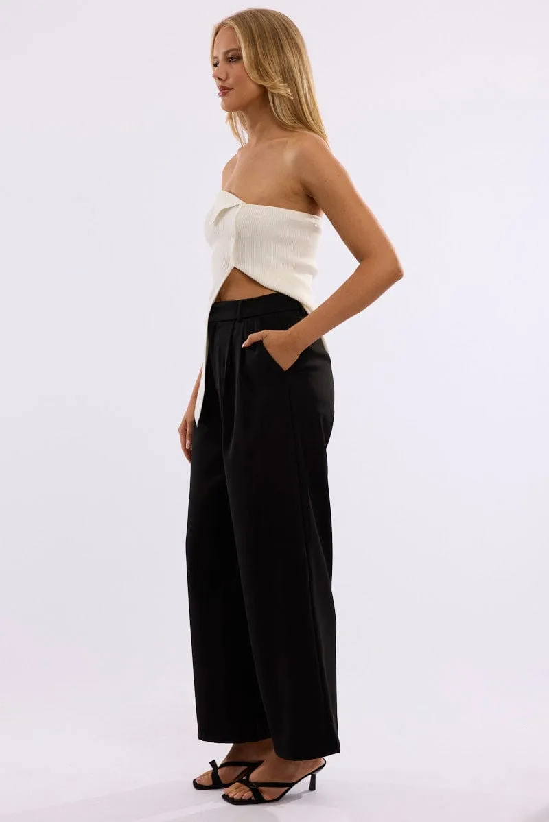 Black Tailored Pants Mid Rise sold by Ally Fashion product image thumbnail 3