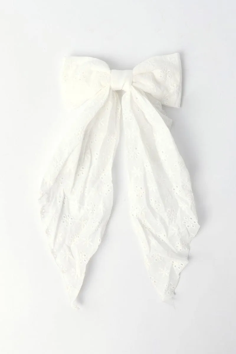 White Eyelet Hair Bow sold by Ally Fashion