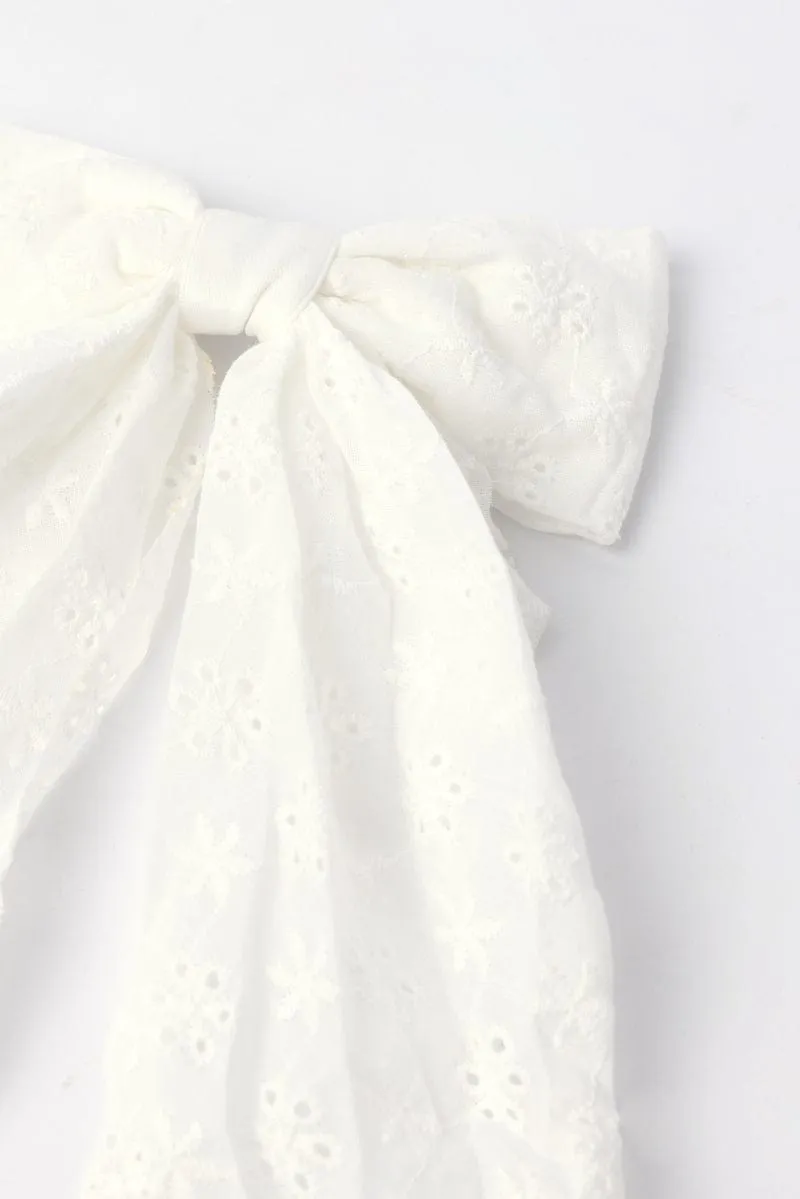 White Eyelet Hair Bow sold by Ally Fashion product image thumbnail 2