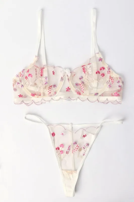 White Embroidery Lingerie Set sold by Ally Fashion