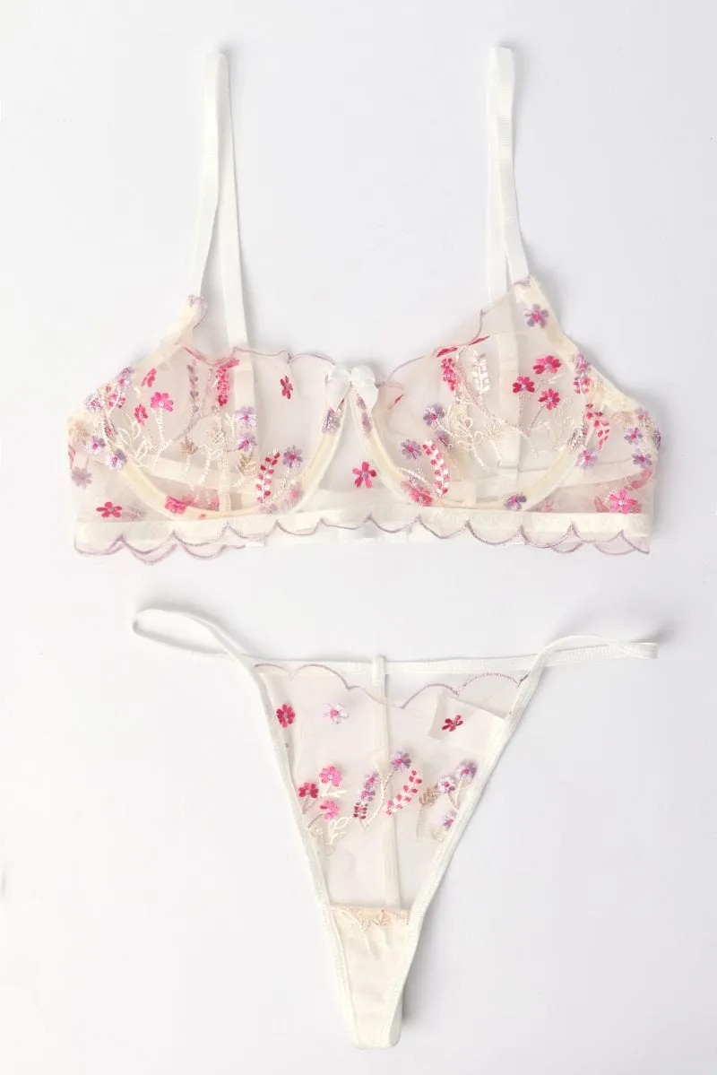 White Embroidery Lingerie Set sold by Ally Fashion