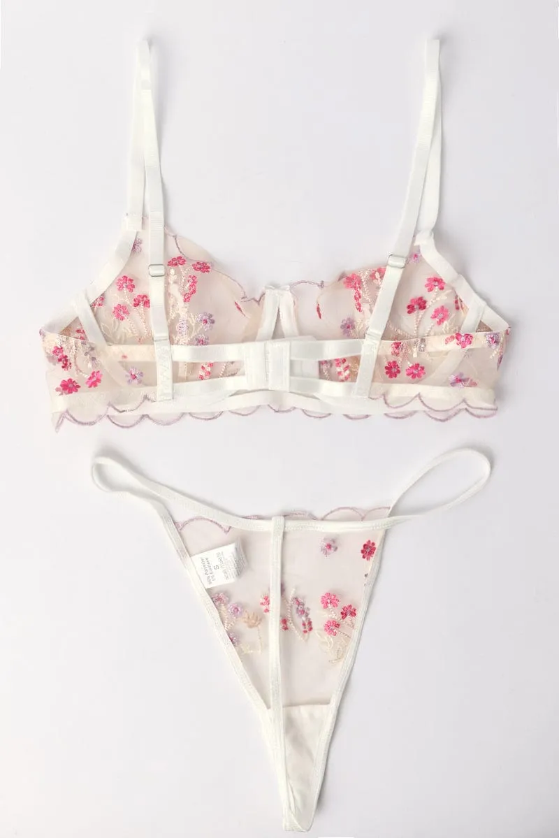 White Embroidery Lingerie Set sold by Ally Fashion product image thumbnail 2