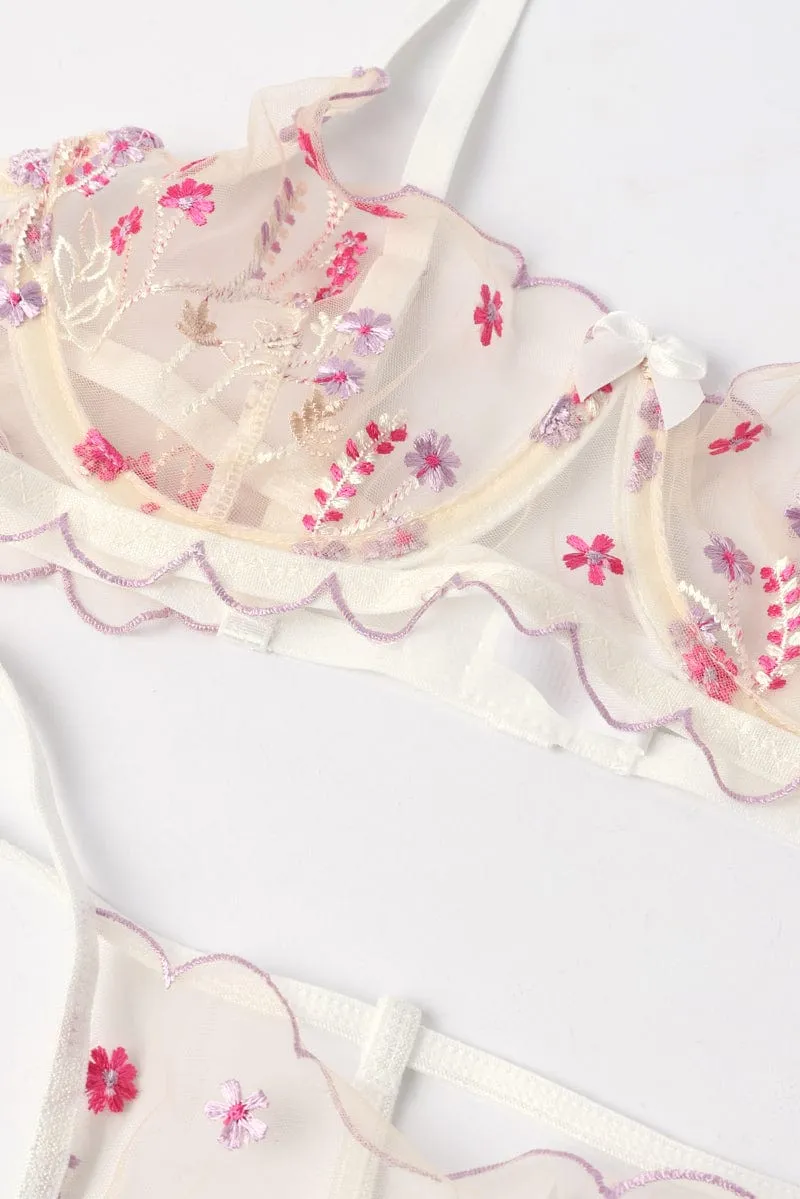 White Embroidery Lingerie Set sold by Ally Fashion product image thumbnail 3