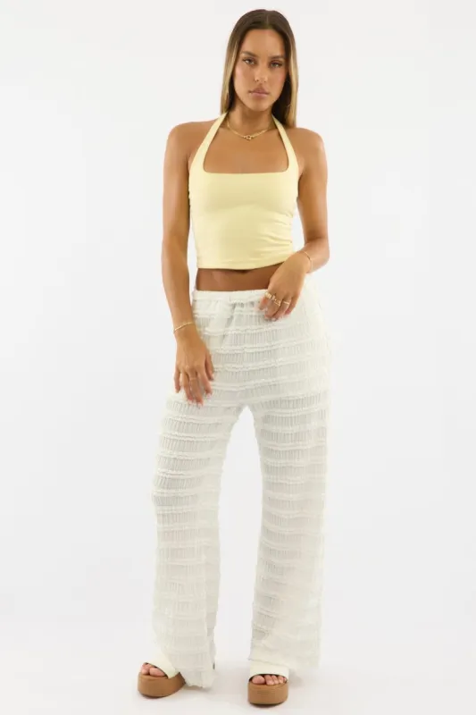 White Wide Leg Pant Lace made by Ally Fashion