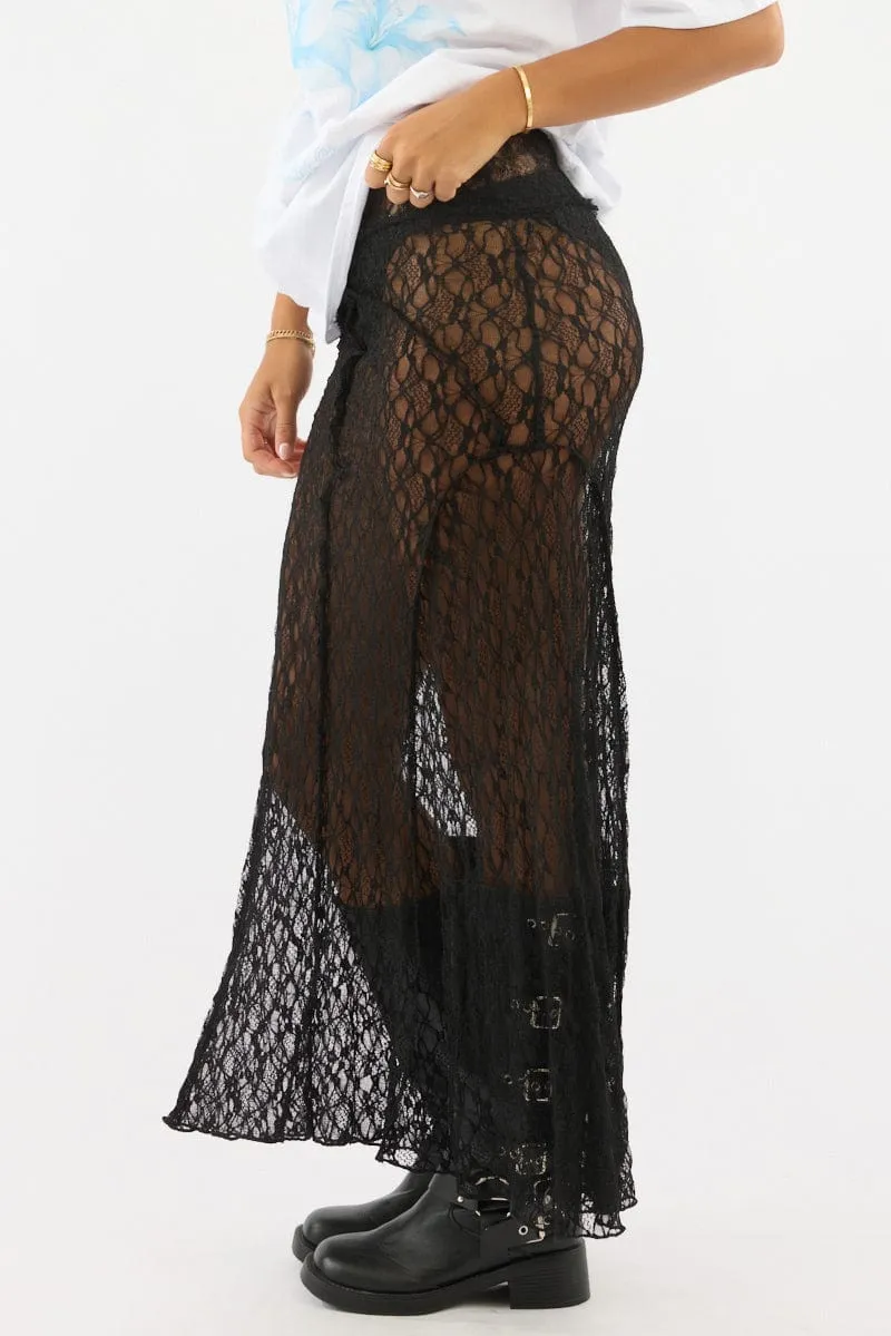 Black Lace Maxi Skirt High Rise sold by Ally Fashion product image thumbnail 4