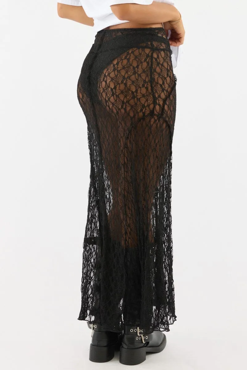 Black Lace Maxi Skirt High Rise sold by Ally Fashion product image thumbnail 5