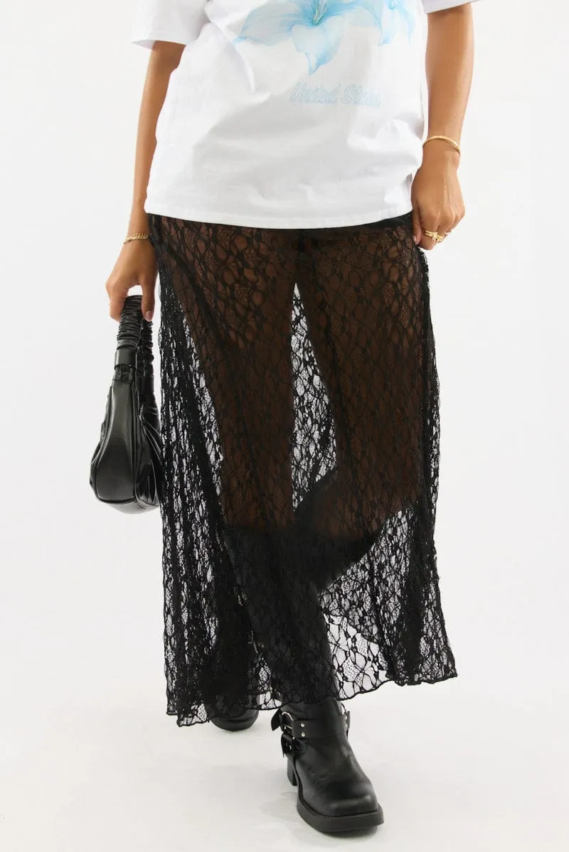 Black Lace Maxi Skirt High Rise sold by Ally Fashion product image thumbnail 3