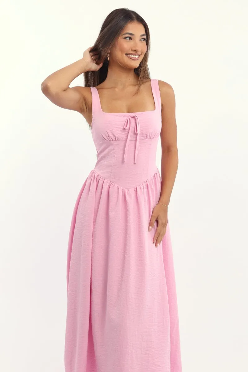Pink Midi Dress Gathered Bust sold by Ally Fashion product image thumbnail 2