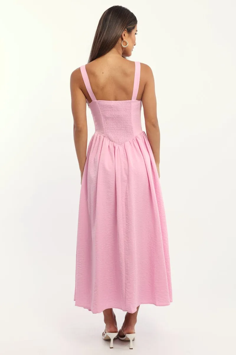 Pink Midi Dress Gathered Bust sold by Ally Fashion product image thumbnail 4