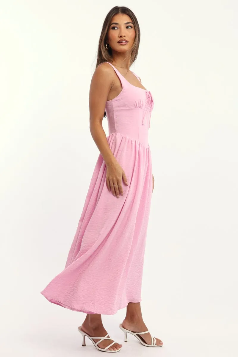Pink Midi Dress Gathered Bust sold by Ally Fashion product image thumbnail 3