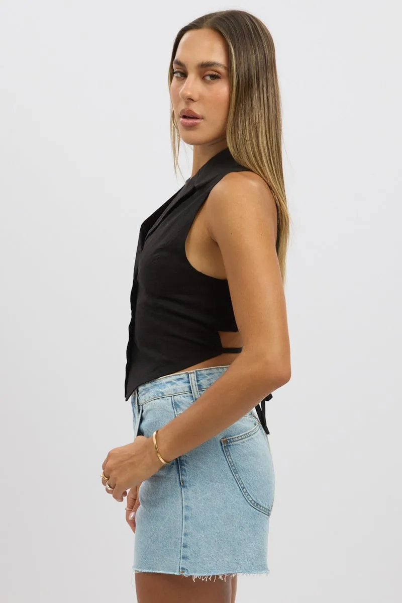 Black Vest Tie Back sold by Ally Fashion product image thumbnail 4