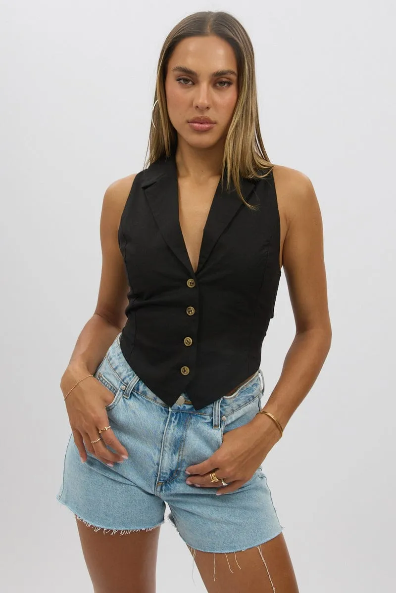 Black Vest Tie Back sold by Ally Fashion product image thumbnail 3