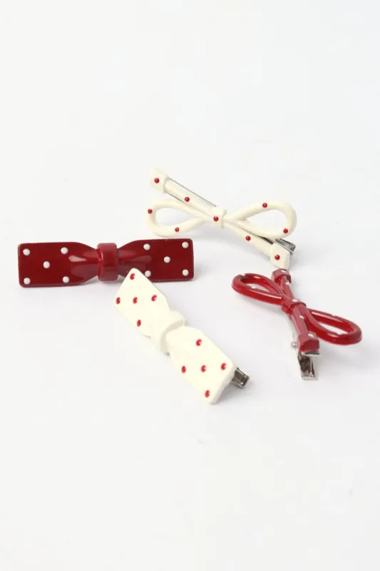 Multi Polka Dot 4 Pack Bow Hair Clips sold by Ally Fashion