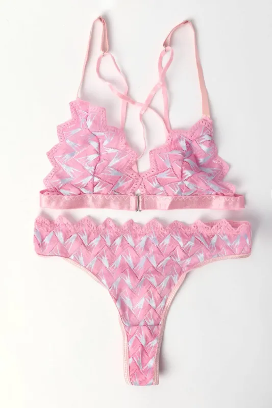 Pink Embroidery Lingerie Set sold by Ally Fashion