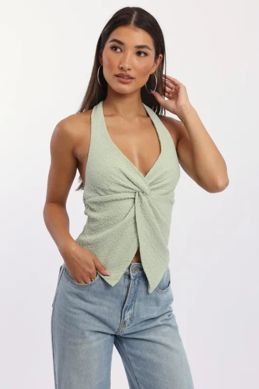 Green Halter Neck Top Sleeveless sold by Ally Fashion