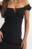 Black Mini Dress Ribbon Detail Eyelet Fabric sold by Ally Fashion